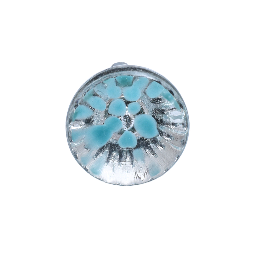 Clear and Turquoise Round Glass Knobs